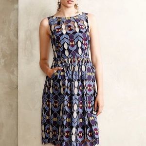 Anthropologie Maeve Chelan Overlay Fit Flare Lace Dress size 6 EUC